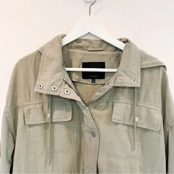 7 For All Mankind Green Lightweight Hooded Utility Jacket Size Large Women’s - Picture 3 of 12